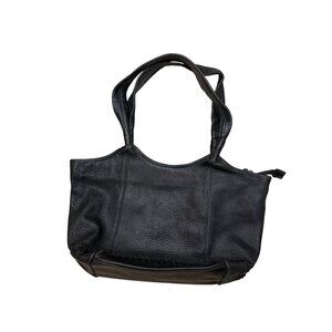 The Sak Women's Tote Handbag Black Pebbled Leather Dual Straps Lined Hobo Boho